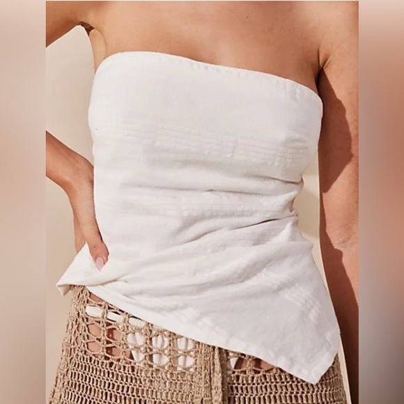 NEW Free People Good To Go Tube Top Pink Textured Smocked Removable Straps Large - Picture 5 of 5